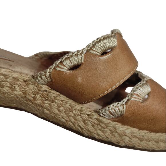 Clarks Artisan Collection Brown Leather Espadrille Slide Sandals - Picture 12 of 13